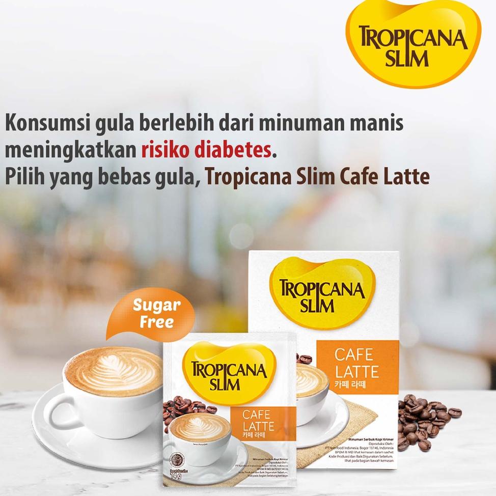 

Inx47 Tropicana Slim Cafe Latte 10 Sachet 14gr - Kopi Susu Nikmat Tanpa Gula Pasir .,..,.,,,,.,