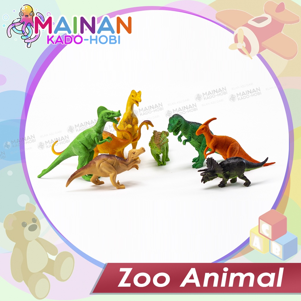 MAINAN ANAK MINIATUR ZOO ANIMAL SET BONEKA DINOSAURUS WORLD