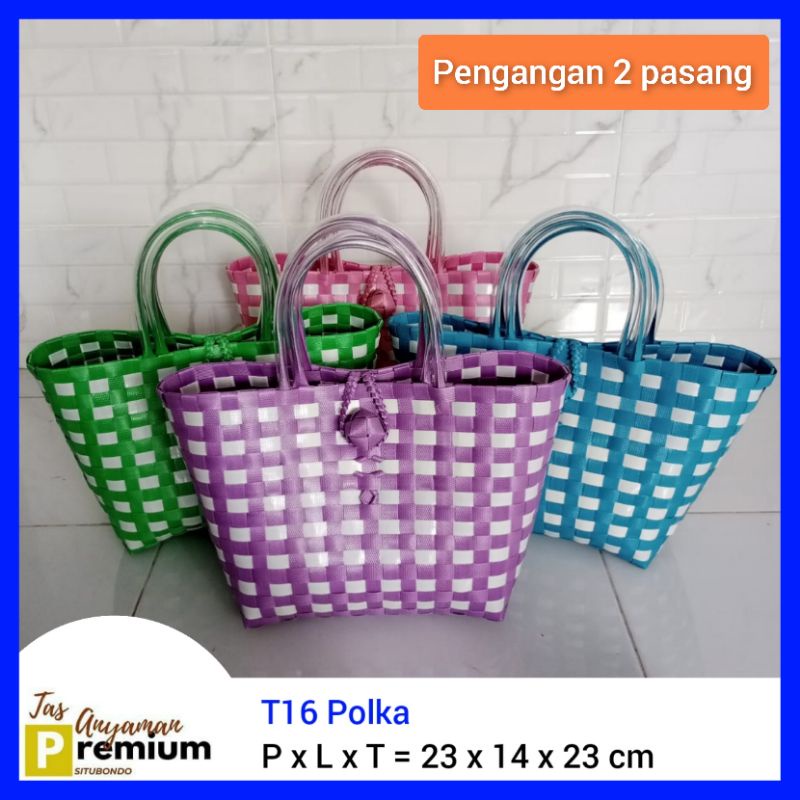 (T16) Polka 23x14x23cm Tas Anyaman Premium Situbondo/tas souvenir/hampers