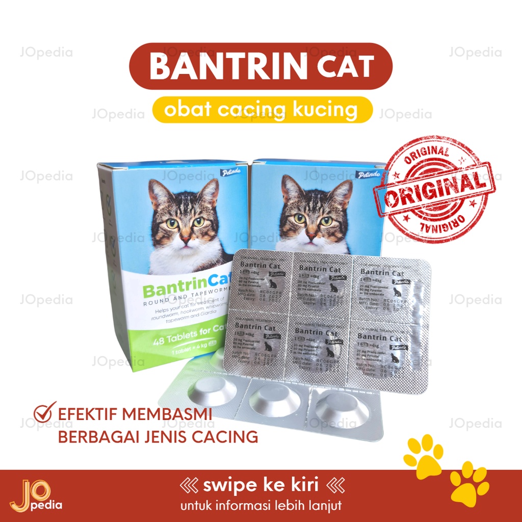 BANTRIN CAT Obat Cacing Kucing Ecer 1 Tablet bkn Drontal Catyzole