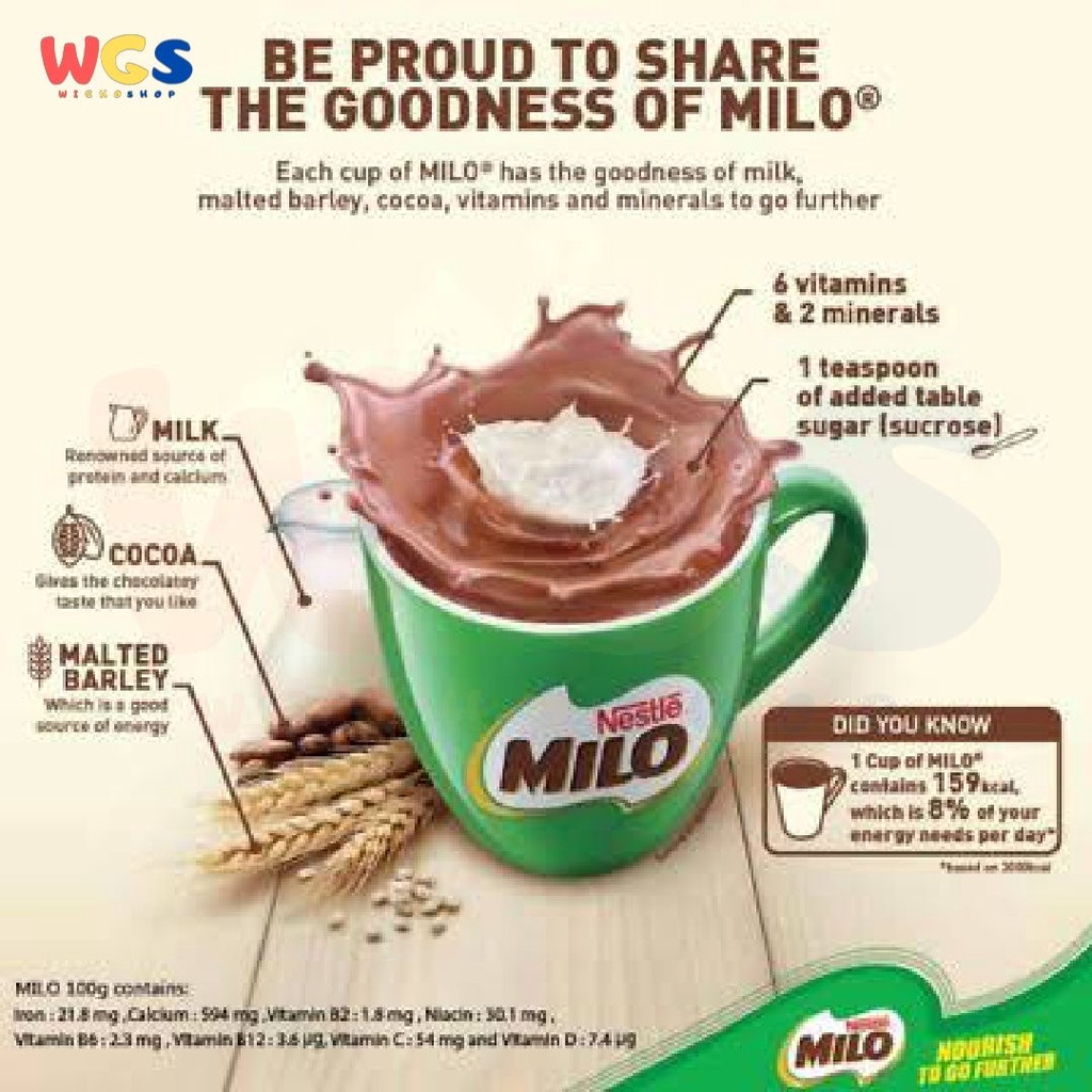 Nestle Milo 2 in 1 Calcium Plus Less Sugar Chocolate Drink 12s x 30g