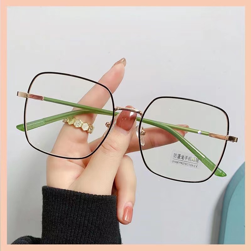 Kacamata Perlindungan Anti Radiasi BlueLight Wanita Pria Dan Wanita - Korean Square Metal Frame Eyeglasses