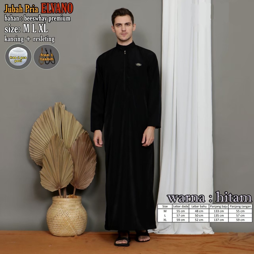 Jubah Pria Lengan Panjang / Jubah Pria Dewasa &amp; Remaja / Jubah ELVANO Premium / Jubah Pria Modern / Jubah Pria Terbaru