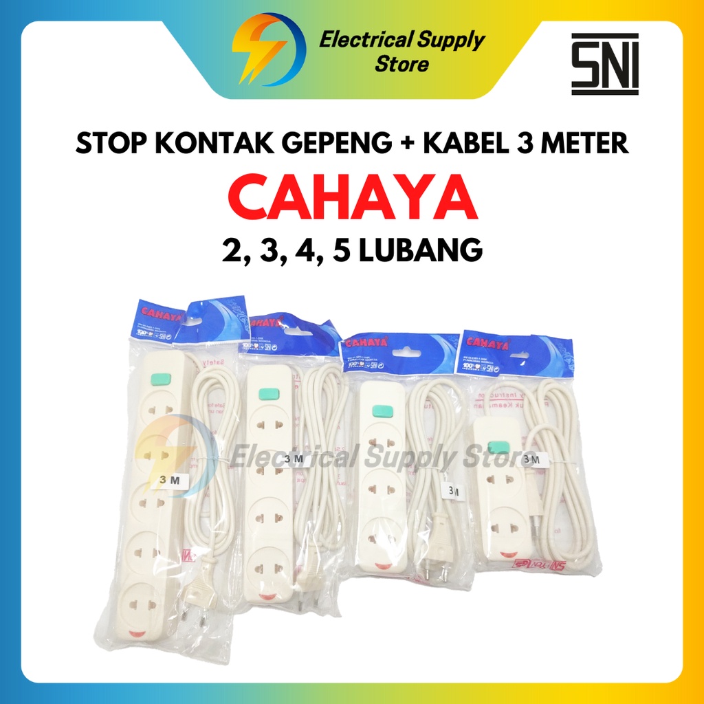 STOP KONTAK GEPENG + KABEL + SWITCH CAHAYA 3 METER 2 LUBANG 3 LUBANG 4 LUBANG 5 LUBANG