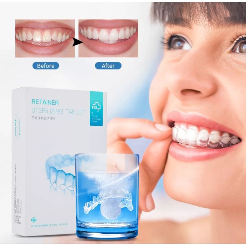 Tablet pembersih retainer,kawat gigi,gigi palsu
