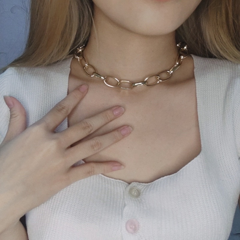 Kalung Rantai Oval Besar Tebal Bold Chain Necklace Retro