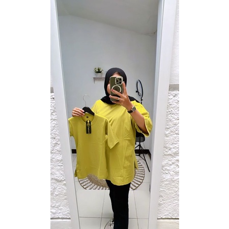 KAOS OVERSIZED POLOS COUPLE KELUARGA MOM DAD &amp; KIDS/KAOS TUNIK POLOS OVERSIZE COMBED LENGAN 7/8