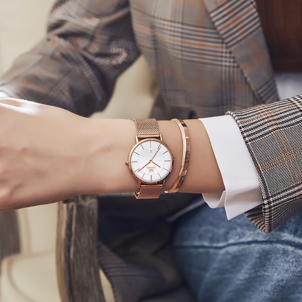 【Cod】OLEVS Jam Tangan Wanita Original Anti Air Tahan Kecil Branded Elegan Analog Rose Gold Ultra-thin Women Watch