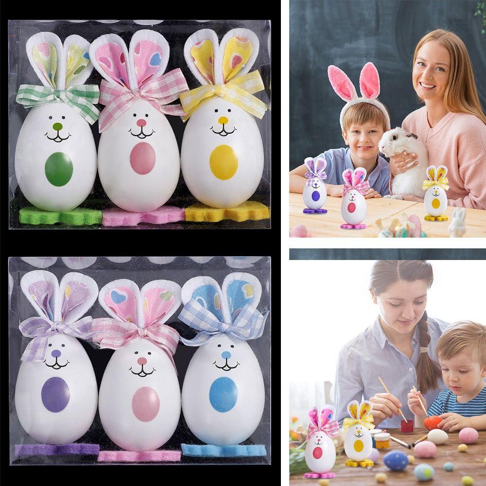 Solighter 3PCS Easter Bunny Egg Aksesoris Rumah Festival Selamat Paskah Festival Hias