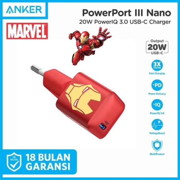 Charger Anker Powerport III Nano 20W PD Iron Man Original A2633