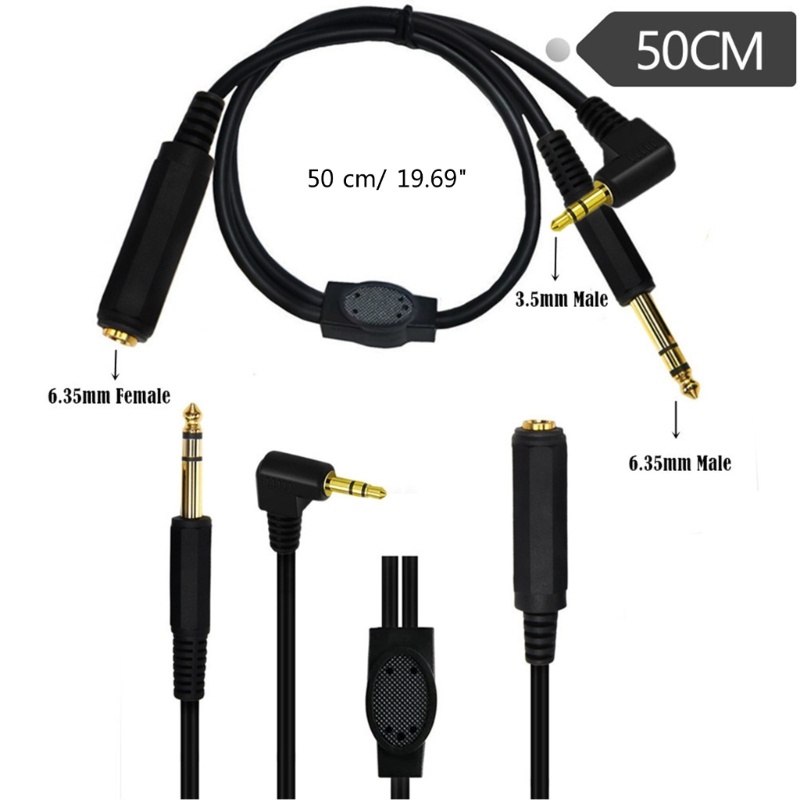 Zzz Lapis Emas 6.35mm 1per4 &quot;Female to 6.35mm 1per4&quot; Male Cable Stereo Adapter Y Splitter Cable 6.35mm to 3.5mm Male