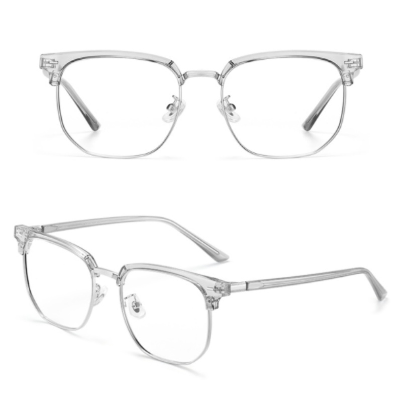 We Flower Korea Semi Rimless Metal Square Eyeglasses Korea Untuk Pria Wanita Unisex Kacamata Fashion Chic Blue Light Blocking Lens Eyewear Outdoor OOTD Ornaments