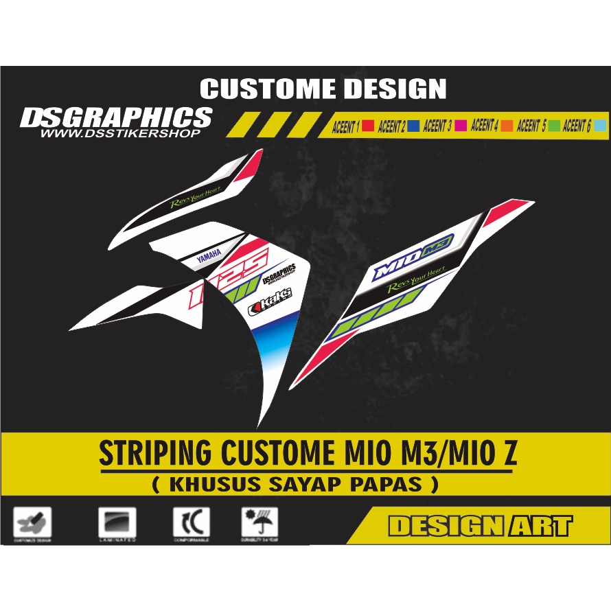 striping full body mi m3/mio z variasi warna putih lis pink-hijau