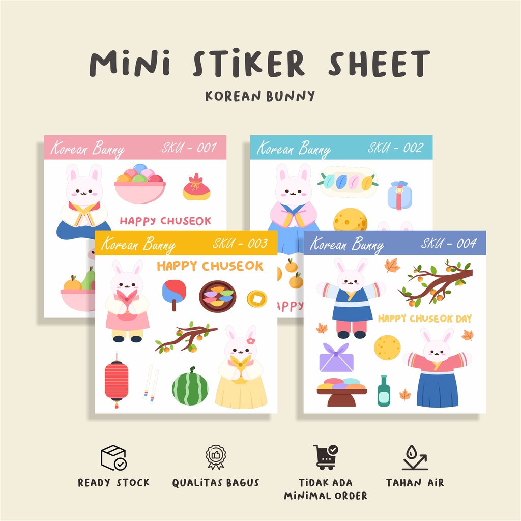 

mini sheet stiker/KAWAII BUNNY KOREA/murah/waterproff