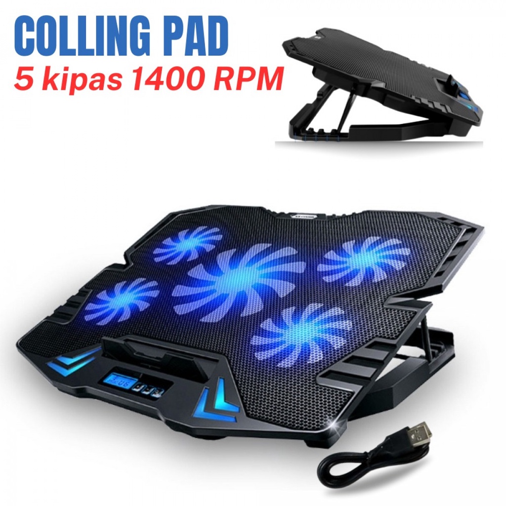 Kipas Laptop Notebook Cooling Pad 1400 Rpm 5 Kipas - K5