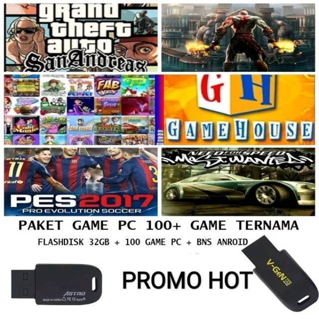 FLASHDISK PAKET GAME PC 100++ GAME KOMPUTER TERNAMA KEREN BONUS PES 2017 FLASHDISK 32GB V-GEN