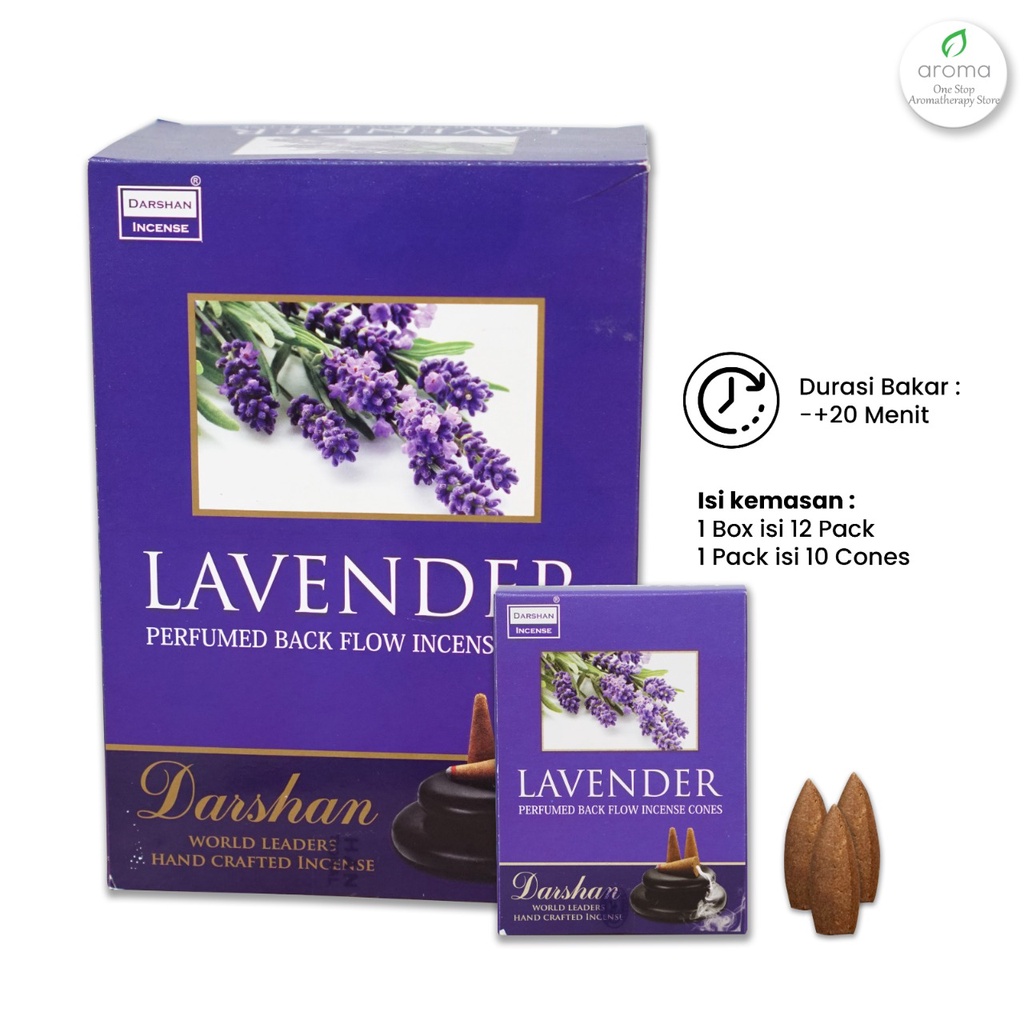 Dupa India Kerucut Aromatherapy Cones - Darshan Lavender Back Flow
