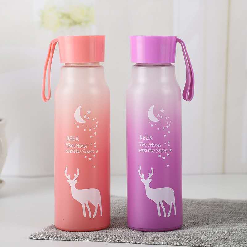 Botol Kaca Motif Rusa Gradasi Warna Warni Botol Minum Tumbler Glass Deer Travelling Botol Minum Viral