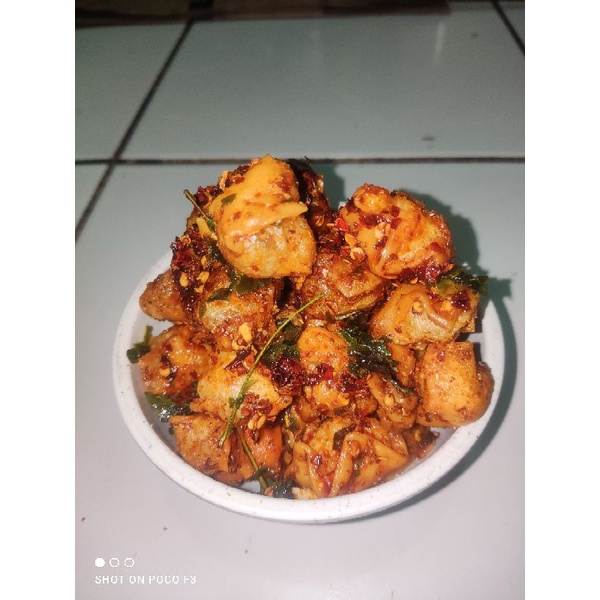 SIOMAY MINI KERING PEDAS DAUN JERUK 50 GRAM