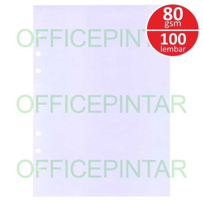 

[OFFICE] REFILL LOOSE LEAF BINDER LUBANG 6 UKURAN A5 POLOS