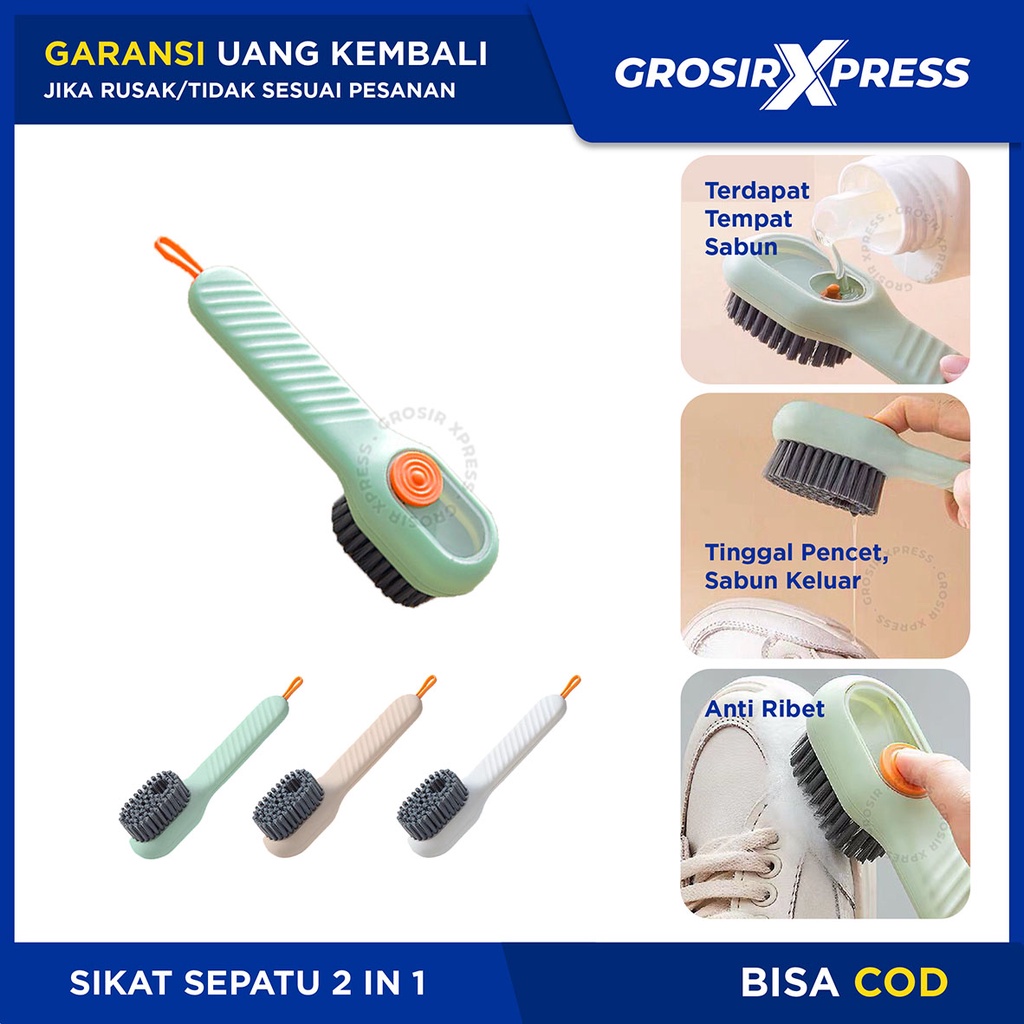 Sikat Cuci Serbaguna Dispenser Tempat Sabun Tombol Pencet Brush Pembersih Baju Sepatu Sandal Lap Keset Lainnya Sikat Pencuci Toilet Kamar Mandi Wastafel Tempat Cuci Tangan Piring Anti Ribet| GROSIRXPRESS