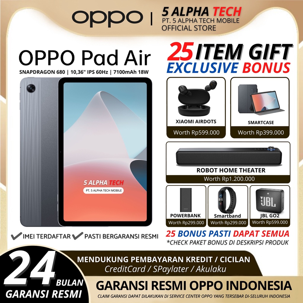 OPPO PAD AIR 7/64GB ( 4GB + 3GB EXTENDED RAM ) GARANSI RESMI OPPO