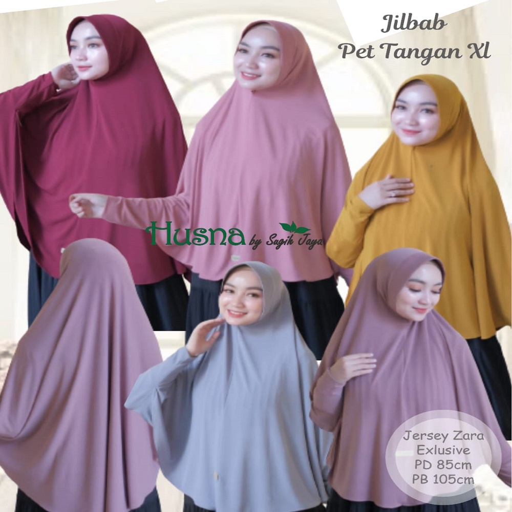 Husna Jilbab Bergo Jumbo Tangan Reborn Jersey Zara Exlusive