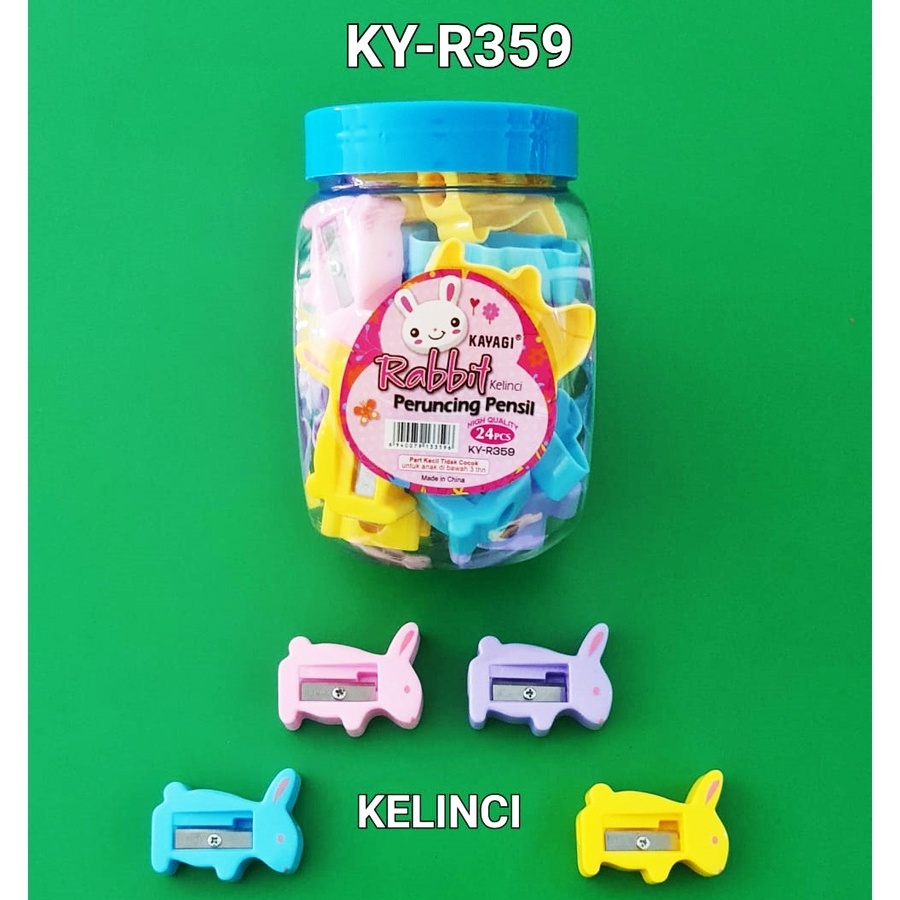 

Rautan / Peruncing Pensil / Sharpener Toples Kelinci Kayagi KY-R359 Isi 24 pcs