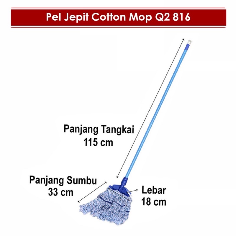 Pel Lantai Pel Jepit Cotton Mop Q2 816 Pembersih Lantai Gagang Pel Kain Pel Serat Cotton Magic Mop