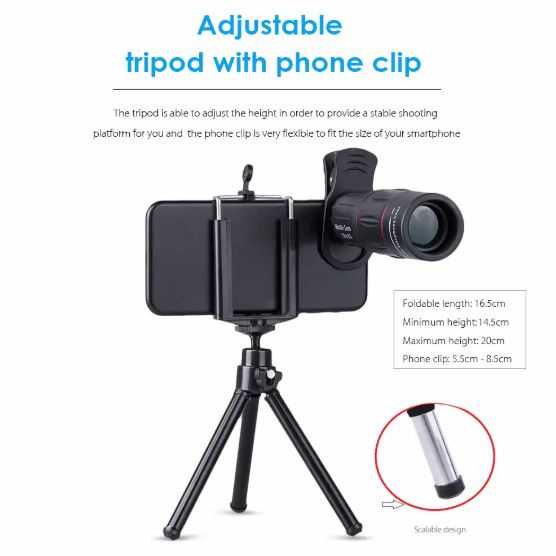 APEXEL 2 in 1 Lensa Telephoto 18X + Tripod Mini - APL-T18ZJ Lensa Smartphone