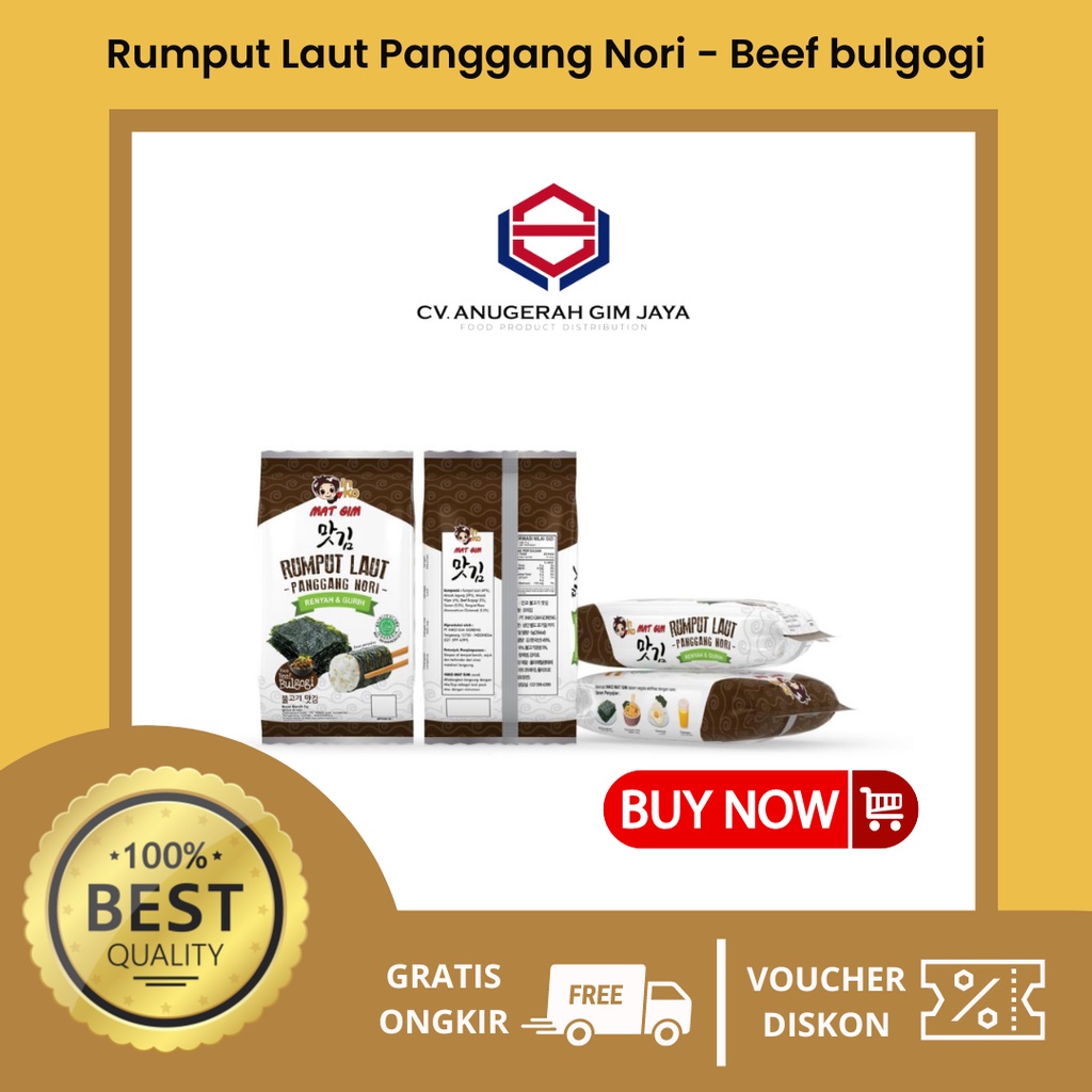 

Rumput Laut Panggang Inko Mat Gim Rasa Beef Bulgogi / makanan ringan / rumput laut