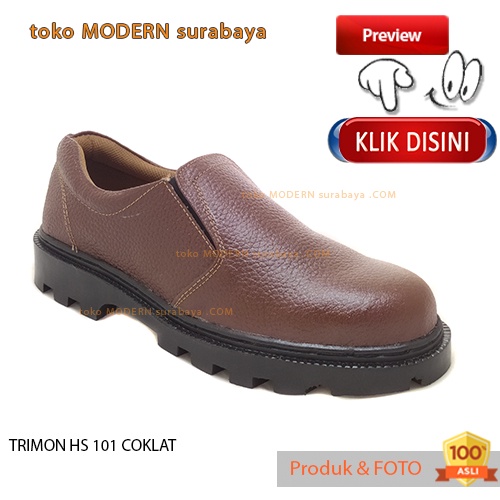 UKURAN JUMBO Sepatu pria safety slip on casual TRIMON HS 101 COKLAT