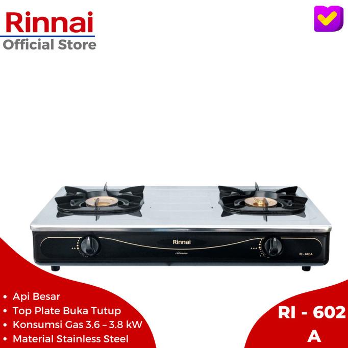 Rinnai Kompor 2 Tungku RI-602 A silahkan di pesan