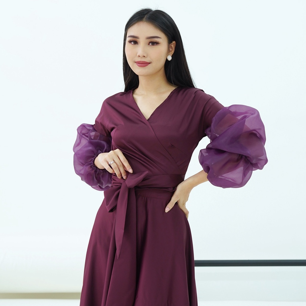 Atasan Organza Lengan Balon Cendana Blouse  Top Wanita