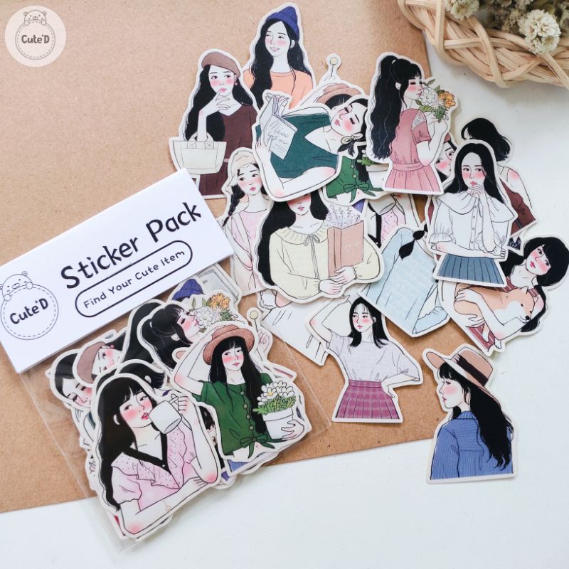 

Sticker Deco Cute "Aesthetic Girls (I)"-Sticker Scrapbook Diary Planner Journal