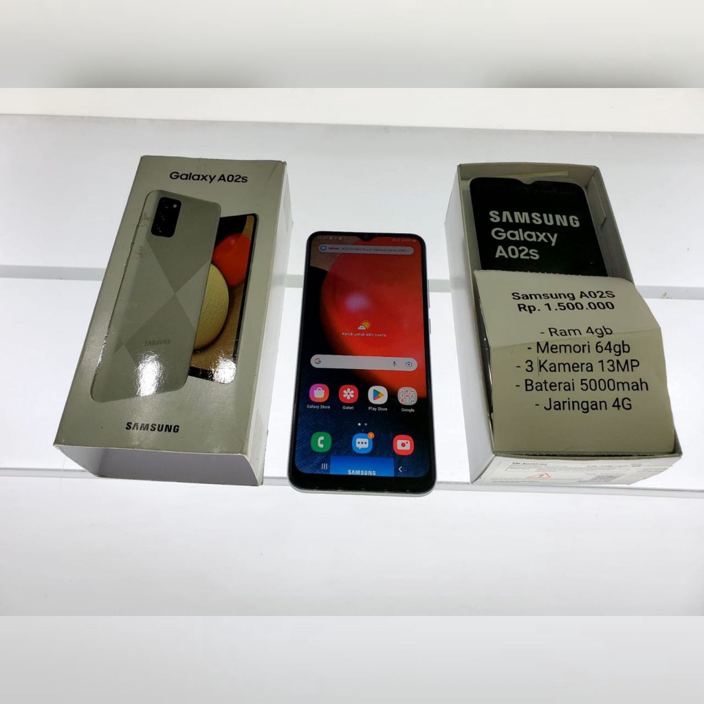 Samsung A02S 64gb Ram 4gb SM-A025F/DS Fullset No Minus Seken Second Android Murah