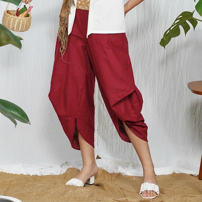 NONA RARA-Coral pants red P0095,celana kerja batik wanita modern