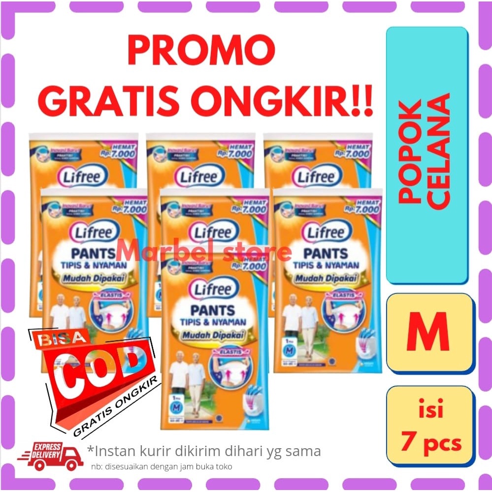 [PROMO GRATIS ONGKIR] LIFREE SACHET PANTS POPOK CELANA DEWASA ORANG TUA SIZE M | POPOK DEWASA ADULT LANSIA UKURAN M ISI 7