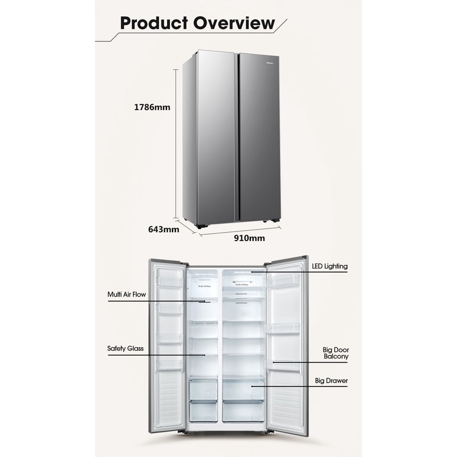 KULKAS HISENSE RS 660 N4IGN LEMARI ES 2 PINTU SIDE BY SIDE