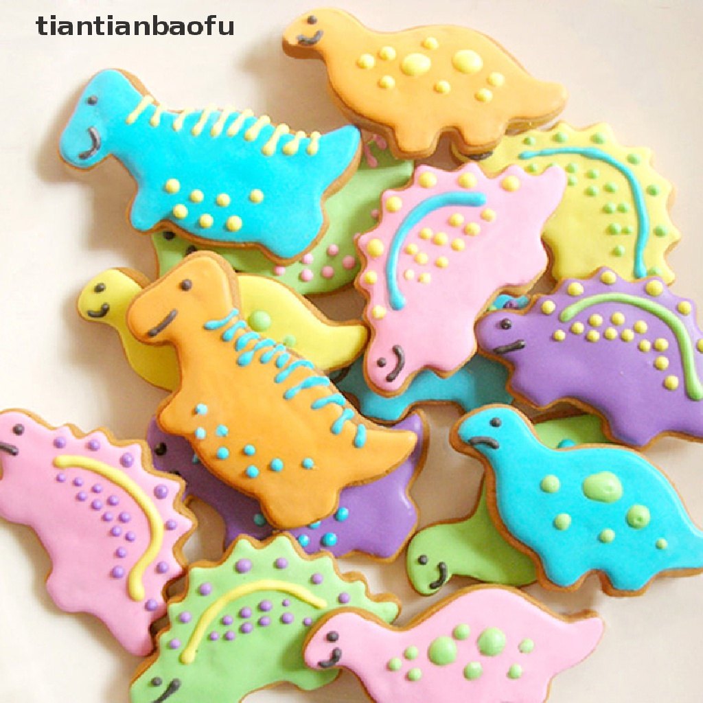 1 / 4 Pcs Cetakan Kue Bentuk Dinosaurus Bahan Stainless Steel Untuk Anak