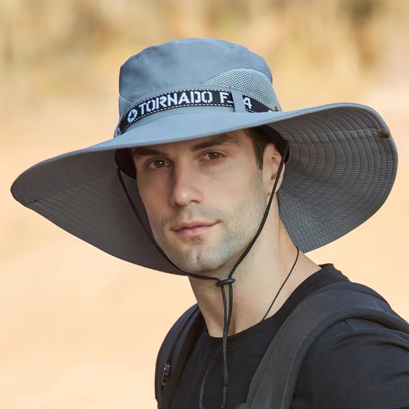 Topi Bucket Hat Tali  Pria Musim Panas Perlindungan Matahari - Topi Visor Pria