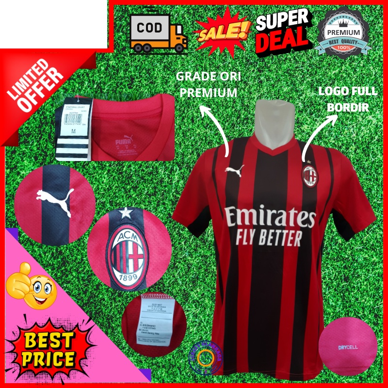 (jerseyolahraga) Kaos Bola A c Milan 2021 / Jersey Bola Milan / Jersy Milan / Jersey Milan 2021 / Ba