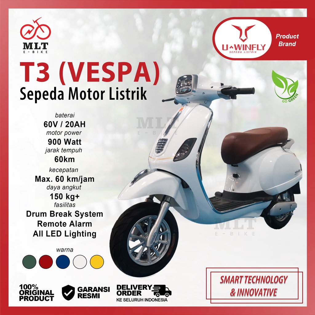 Jual UWINFLY T3 VESPA Sepeda Motor Listrik Scooter Matic original