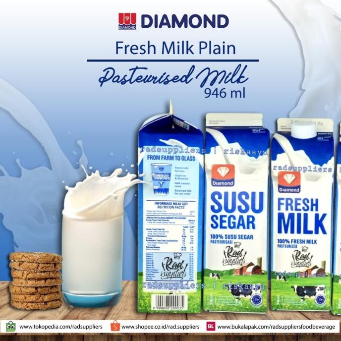 

Diamond Fresh Milk Plain 1liter, Diamond Susu Pasteurisasi Plain 1ltr TERLARIS TERPERCAYA ORIGINAL