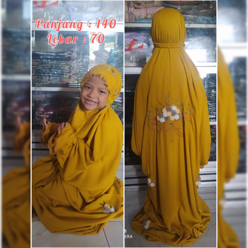 Mukena anak terusan rayon premium bordir tile