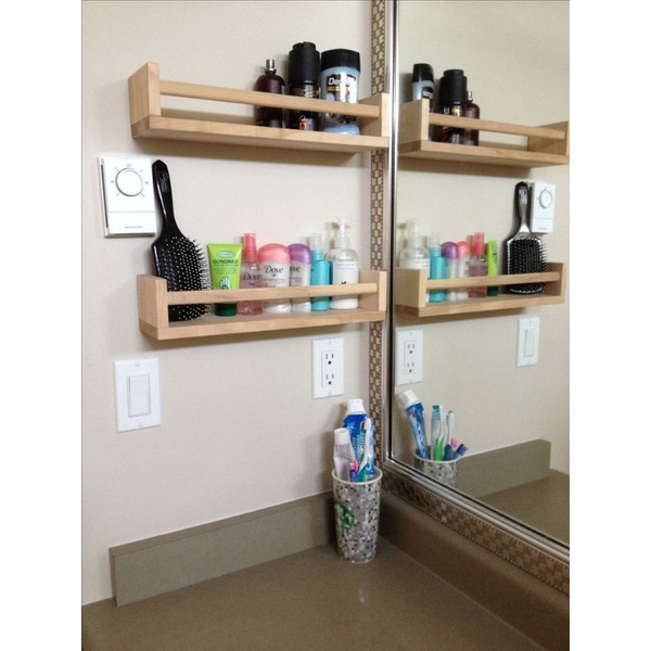 Rak kosmetik skincare parfum sabun sampo pewangi meja rias serbaguna kayu jati belanda tempel dindin