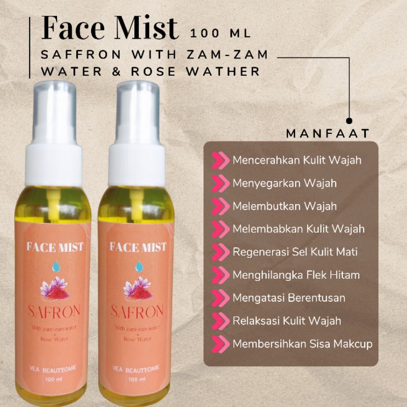 Facemist Saffron With Zam-Zam Water &amp; Rose Water 100 Ml Mencerahkan Wajah dan Melembabkan Wajah