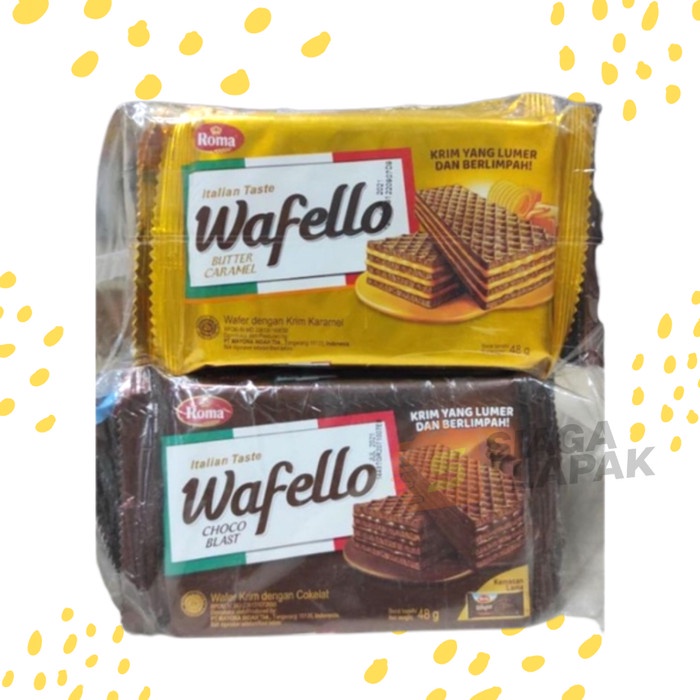 Roma Wafello Wafer Coklat Choco Blast - Butter Caramel 37gr