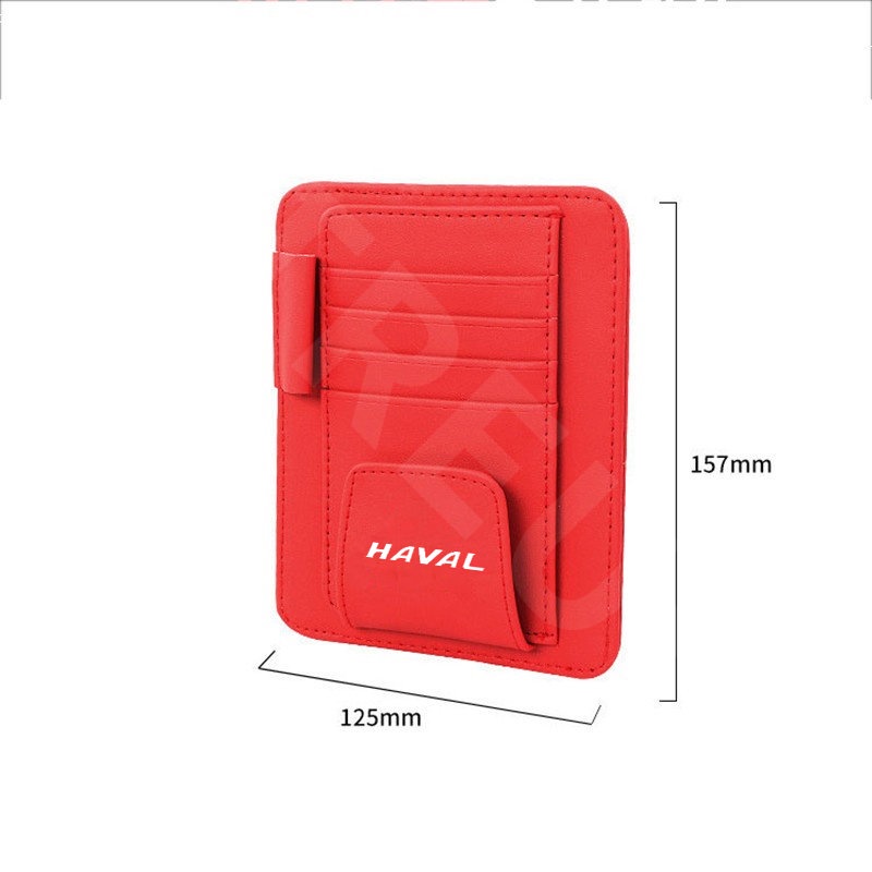 Car Sun Visor Card Organizer Leather Sunglasses Clip Holder Untuk Haval H6 Jolion H2 H2s H1 2021 2022 H5 M4 H9