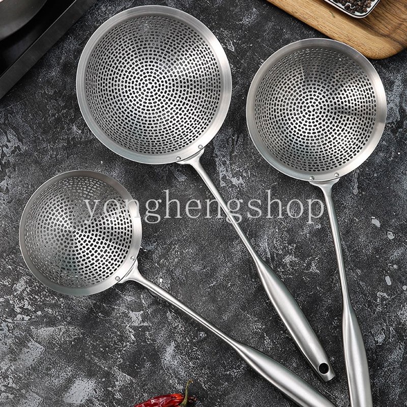 304saringan Skimmer Stainless Steel &lt;Unk&gt; Mie Ikan Goreng Sendok French Fries Minyak Goreng Serok Pangsit Colander Sieve Peralatan Dapur